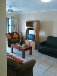 Modern 2 bedroom, 1 bathroom unit in beautiful maintained Bali-style complex situated close to the border of Margate and Ramsgate. Approximately 200mtrs to the beach and popular fishing spots. Open plan lounge kitchen, from the balcony there is a lovely sea view. Single lock up garage, communal braai and pool area. DSTV connections (bring own decoder / card and cables). Situated close to all amenities and Margate beach. (Sleeps 6)